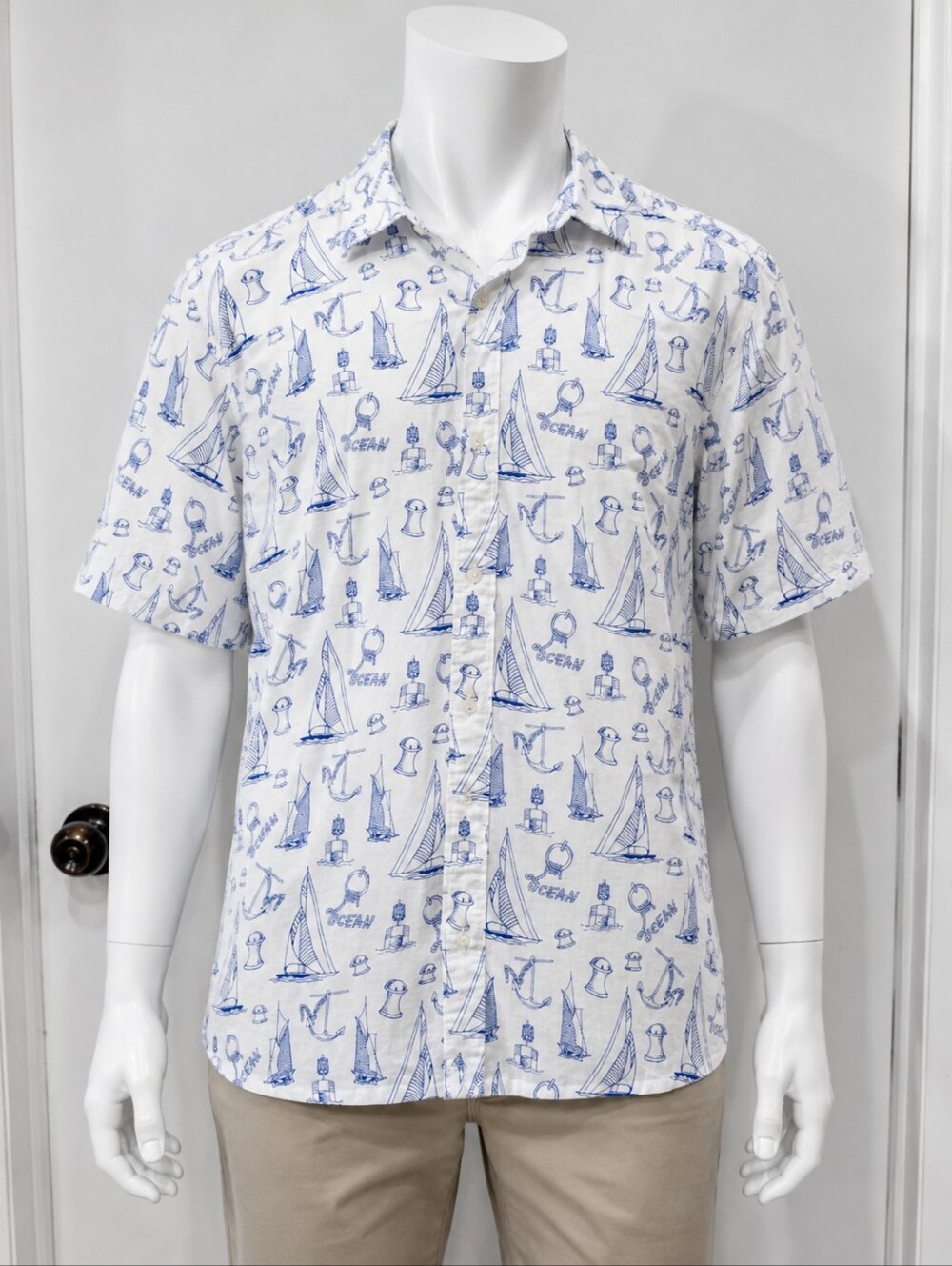 Vineyard Vines Men’s Nautical Sailboat Anchor Print Button Up Shirt Medium